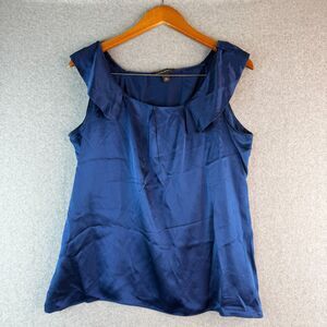 Banana Republic Royal Blue Silk Tunic Blouse Ruffled Hem Size XL Business Casual